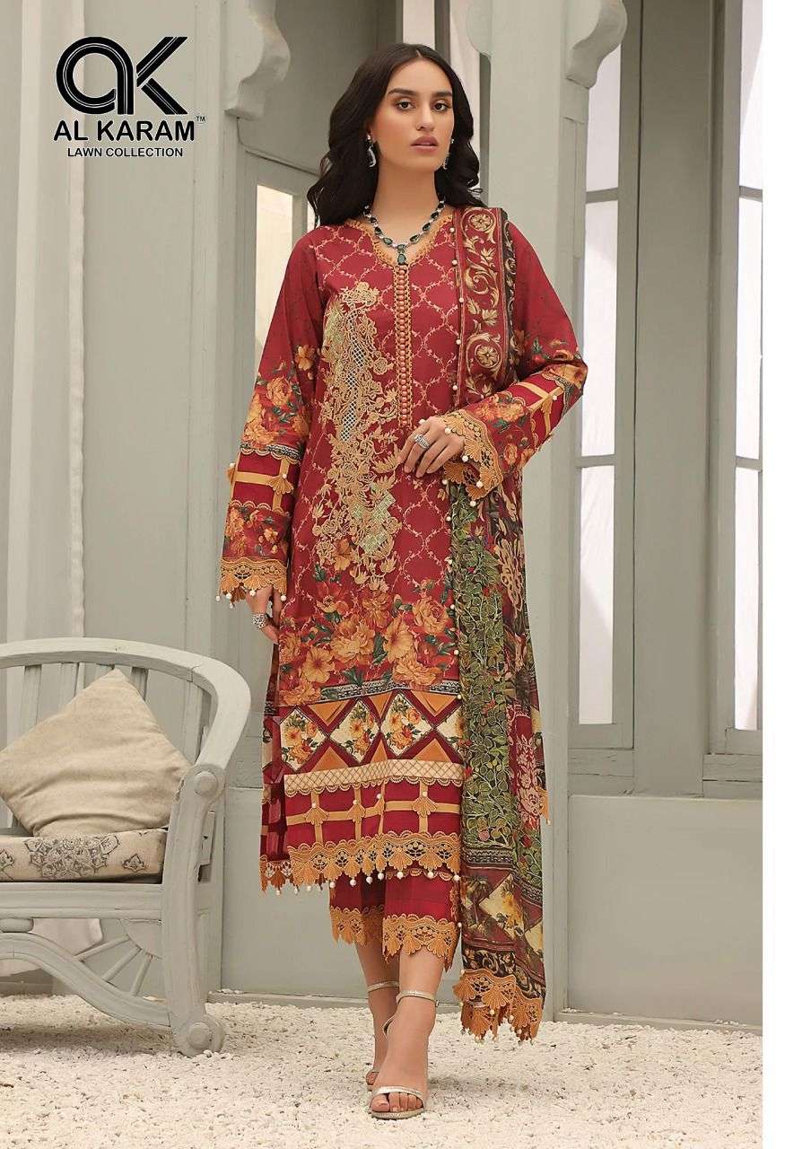 QUEENS COURT BY AL KARAM LAWN COLLECTION 01 TO 06 SERIES BEAUTIFUL STYLISH SUITS FANCY COLORFUL CASUAL WEAR & ETHNIC WEAR & READY TO WEAR PURE CAMBRIC DRESSES AT WHOLESALE PRICE