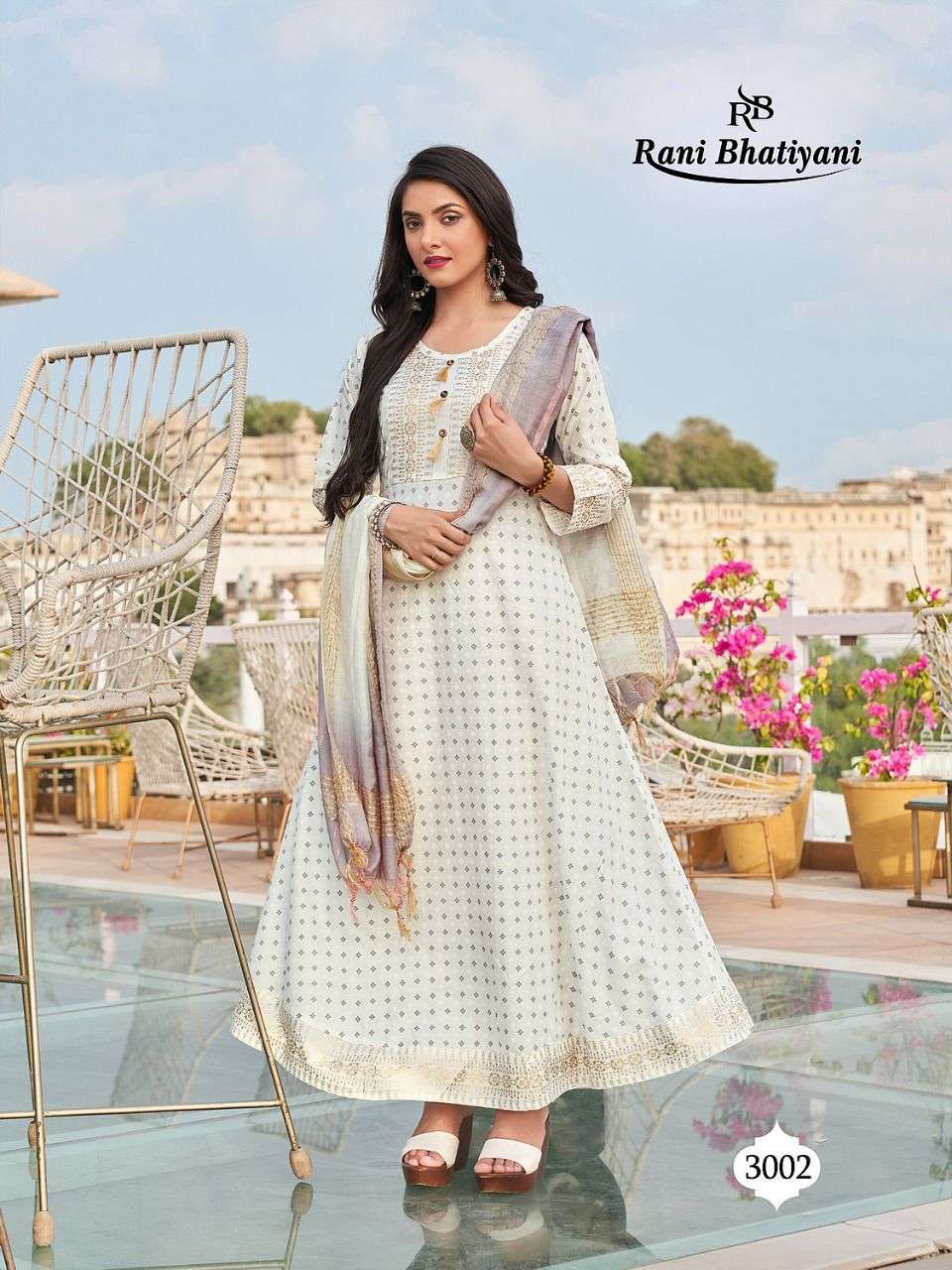 ANKITA VOL-3 BY RANI BHATIYANI 3001 TO 3008 SERIES BEAUTIFUL STYLISH FANCY COLORFUL CASUAL WEAR & ETHNIC WEAR RAYON FOIL GOWNS WITH DUPATTA AT WHOLESALE PRICE