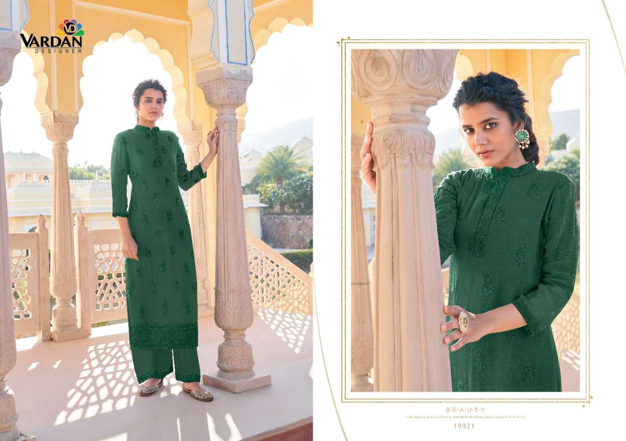 Mahel Vol-1 By Vardan Designer 19021 To 19023 Series Designer Stylish Fancy Colorful Beautiful Party Wear & Ethnic Wear Collection Faux Georgette Kurtis With Bottom At Wholesale Price