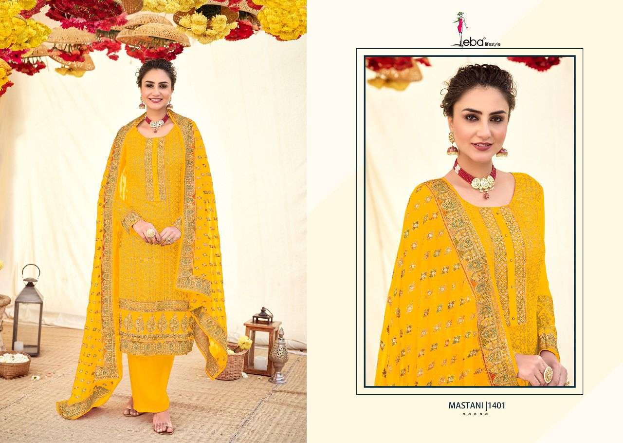 Mastani By Eba Lifestyle 1399 To 1402 Series Beautiful Sharara Suits Colorful Stylish Fancy Casual Wear & Ethnic Wear Georgette Embroidered Dresses At Wholesale Price