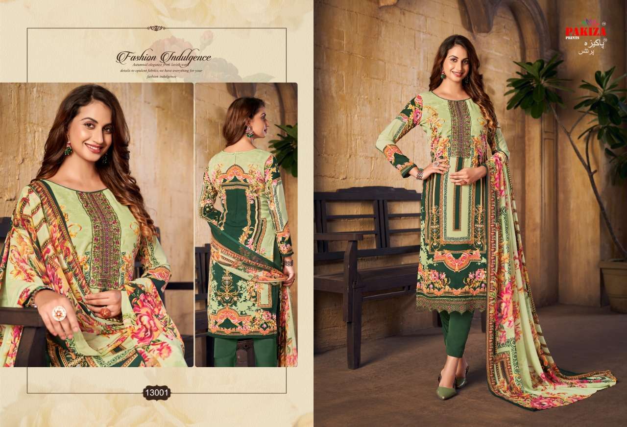 VOLUME VOL-13 BY PAKIZA PRINTS 1301 TO 1310 SERIES BEAUTIFUL SUITS COLORFUL STYLISH FANCY CASUAL WEAR & ETHNIC WEAR CREPE DRESSES AT WHOLESALE PRICE