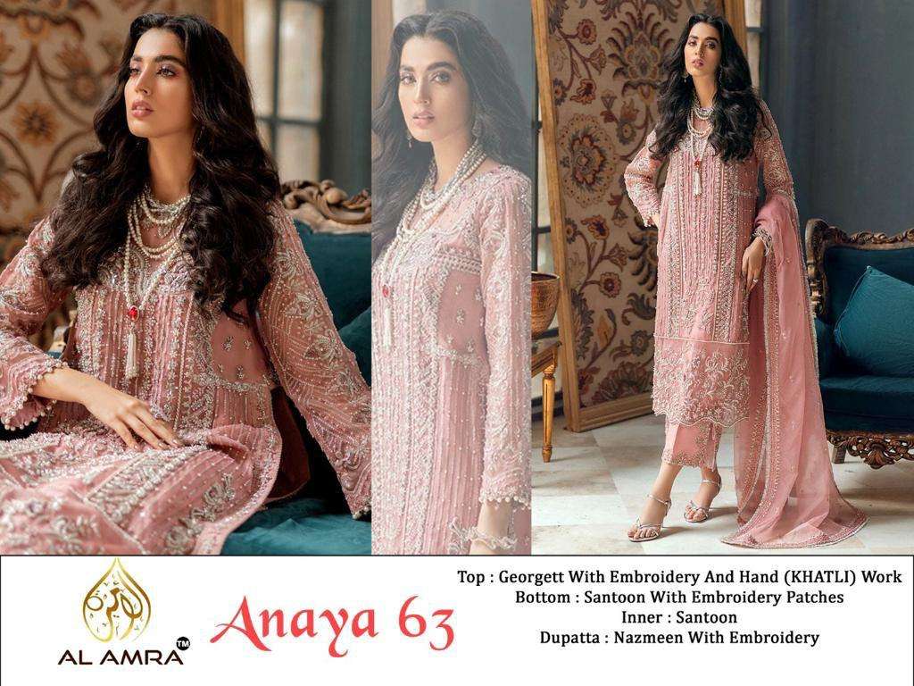 Anaya 63 By Al Amra Pakistani Suits Beautiful Fancy Colorful Stylish Party Wear & Occasional Wear Georgette Embroidery Dresses At Wholesale Price