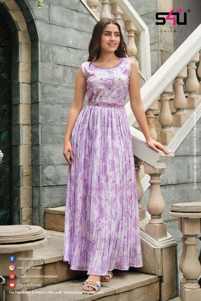 RANGREZ BY S4U FASHION 01 TO 05 SERIES BEAUTIFUL STYLISH FANCY COLORFUL CASUAL WEAR & ETHNIC WEAR CHINNON GOWNS AT WHOLESALE PRICE