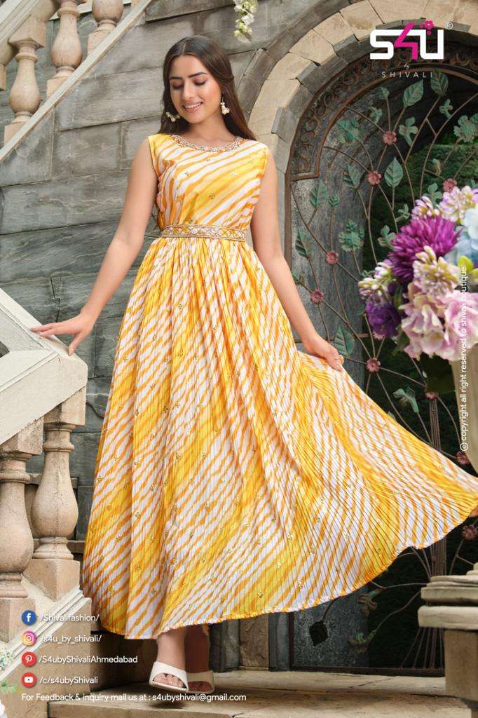 RANGREZ BY S4U FASHION 01 TO 05 SERIES BEAUTIFUL STYLISH FANCY COLORFUL CASUAL WEAR & ETHNIC WEAR CHINNON GOWNS AT WHOLESALE PRICE