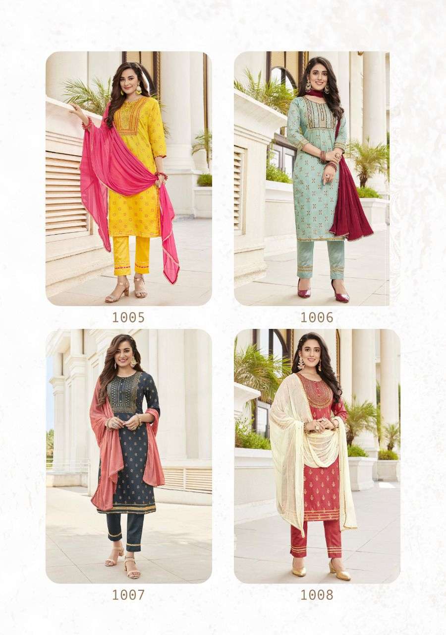 MAAN VOL-1 BY KAJAL STYLE 1001 TO 1008 SERIES BEAUTIFUL SUITS COLORFUL STYLISH FANCY CASUAL WEAR & ETHNIC WEAR CHANDERI PRINT DRESSES AT WHOLESALE PRICE