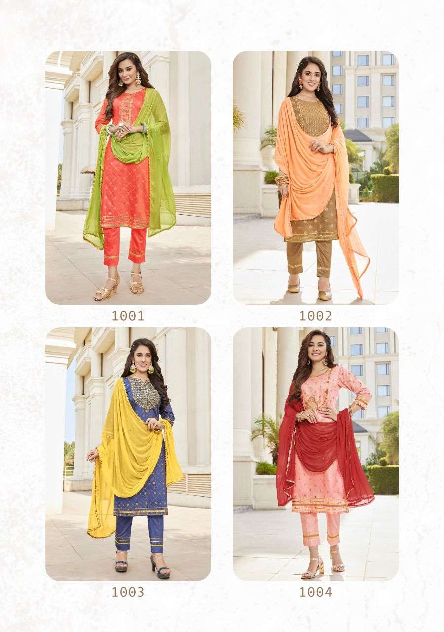 MAAN VOL-1 BY KAJAL STYLE 1001 TO 1008 SERIES BEAUTIFUL SUITS COLORFUL STYLISH FANCY CASUAL WEAR & ETHNIC WEAR CHANDERI PRINT DRESSES AT WHOLESALE PRICE