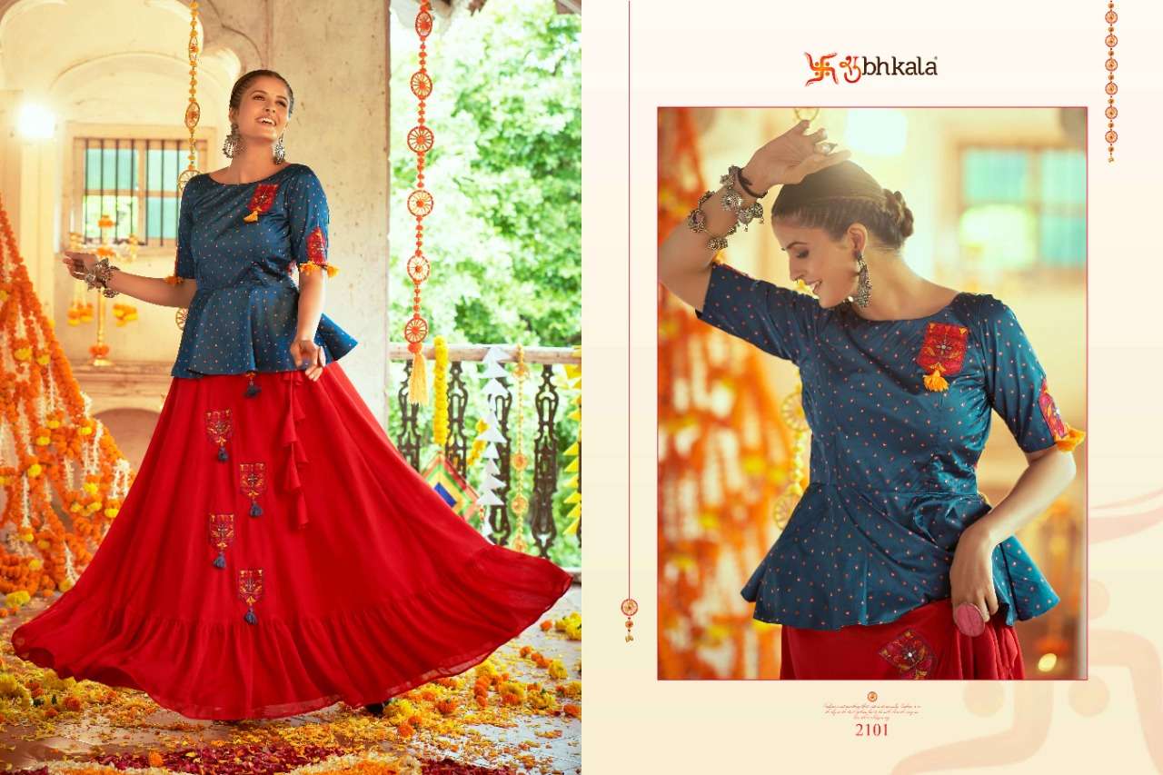 Raas Vol-3 By Shubhkala 2101 To 2108 Series Designer Beautiful Navratri Collection Occasional Wear & Party Wear Silk Tops With Skirt At Wholesale Price