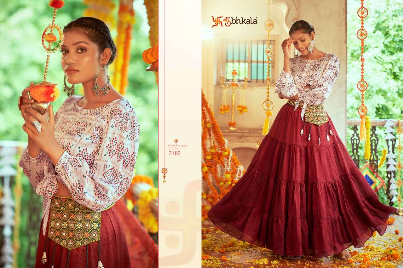 Raas Vol-3 By Shubhkala 2101 To 2108 Series Designer Beautiful Navratri Collection Occasional Wear & Party Wear Silk Tops With Skirt At Wholesale Price