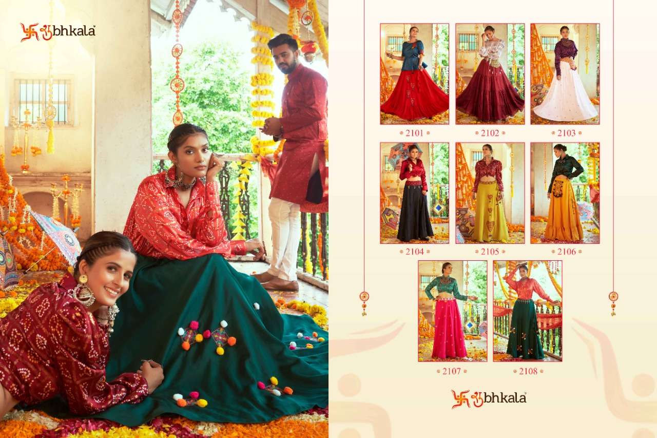 Raas Vol-3 By Shubhkala 2101 To 2108 Series Designer Beautiful Navratri Collection Occasional Wear & Party Wear Silk Tops With Skirt At Wholesale Price