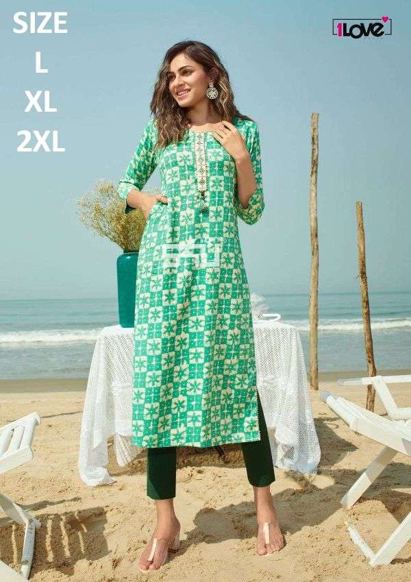 1 LOVE SALE COLLECTION BY 1 LOVE STYLISH FANCY BEAUTIFUL COLORFUL CASUAL WEAR & ETHNIC WEAR RAYON/COTTON KURTIS AT WHOLESALE PRICE