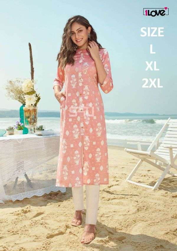 1 LOVE SALE COLLECTION BY 1 LOVE STYLISH FANCY BEAUTIFUL COLORFUL CASUAL WEAR & ETHNIC WEAR RAYON/COTTON KURTIS AT WHOLESALE PRICE