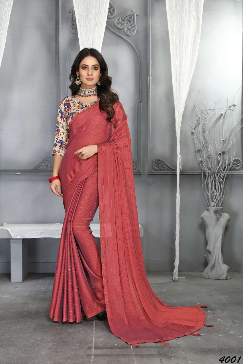 AARADHNA VOL-4 BY AAYAA 4001 TO 4006 SERIES INDIAN TRADITIONAL WEAR COLLECTION BEAUTIFUL STYLISH FANCY COLORFUL PARTY WEAR & OCCASIONAL WEAR MOSS SILK SAREES AT WHOLESALE PRICE