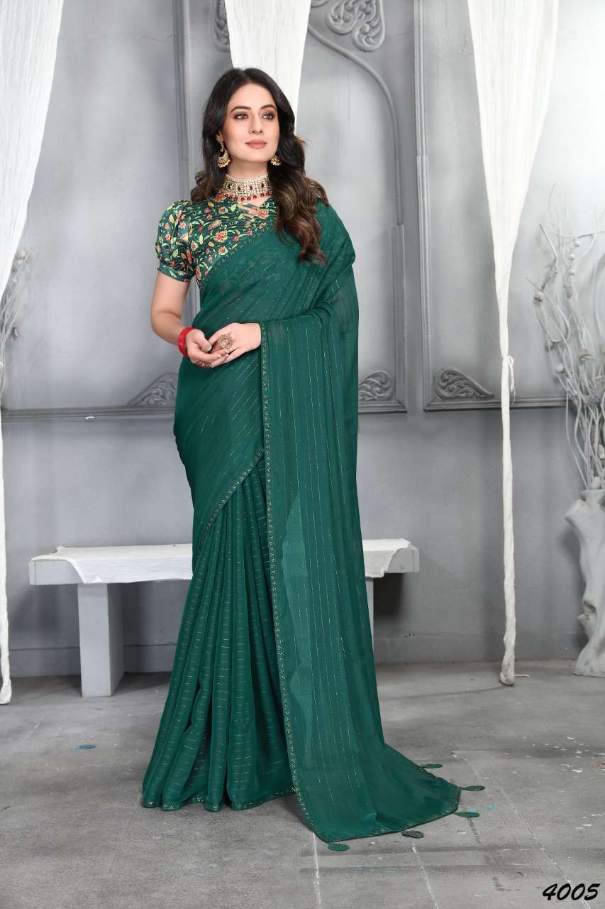 AARADHNA VOL-4 BY AAYAA 4001 TO 4006 SERIES INDIAN TRADITIONAL WEAR COLLECTION BEAUTIFUL STYLISH FANCY COLORFUL PARTY WEAR & OCCASIONAL WEAR MOSS SILK SAREES AT WHOLESALE PRICE