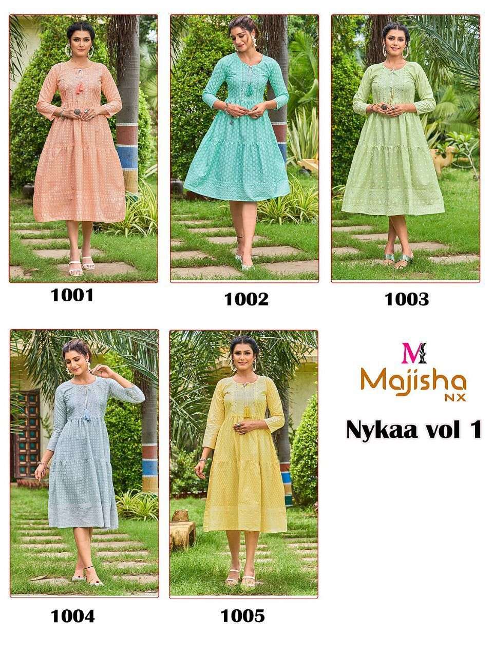 NYKAA VOL-1 BY MAJISHA NX 1001 TO 1005 SERIES DESIGNER STYLISH FANCY COLORFUL BEAUTIFUL PARTY WEAR & ETHNIC WEAR COLLECTION COTTON KURTIS AT WHOLESALE PRICE