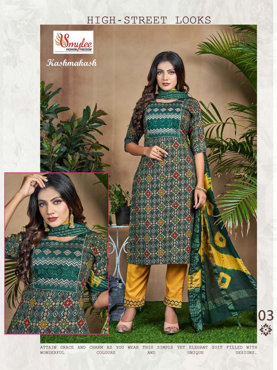 KASHMAKASH BY SMYLEE 01 TO 08 SERIES BEAUTIFUL SUITS COLORFUL STYLISH FANCY CASUAL WEAR & ETHNIC WEAR RAYON FOIL PRINT DRESSES AT WHOLESALE PRICE