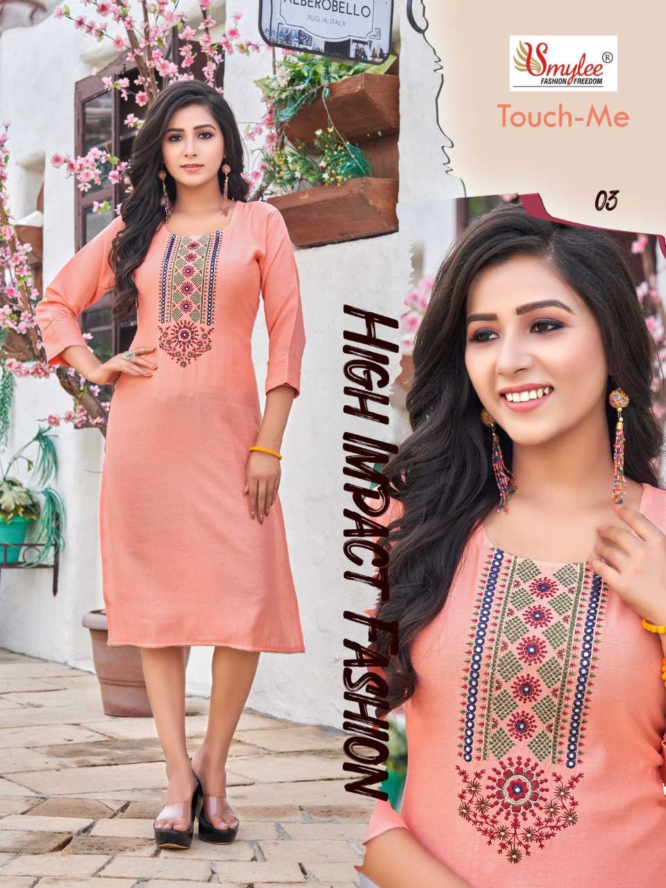 TOUCH ME BY SMYLEE 01 TO 08 SERIES DESIGNER STYLISH FANCY COLORFUL BEAUTIFUL PARTY WEAR & ETHNIC WEAR COLLECTION VISCOSE RAYON KURTIS AT WHOLESALE PRICE