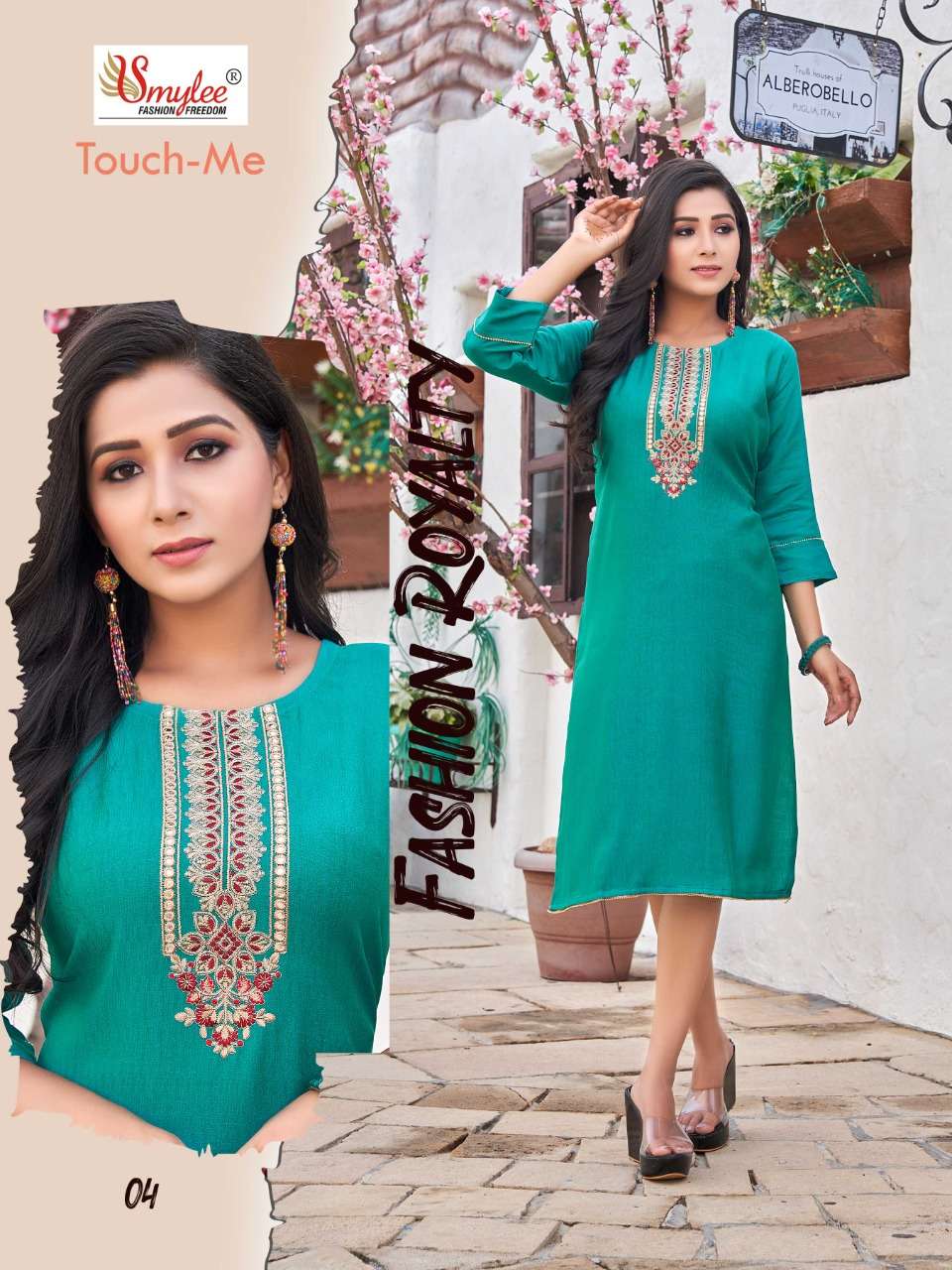 TOUCH ME BY SMYLEE 01 TO 08 SERIES DESIGNER STYLISH FANCY COLORFUL BEAUTIFUL PARTY WEAR & ETHNIC WEAR COLLECTION VISCOSE RAYON KURTIS AT WHOLESALE PRICE