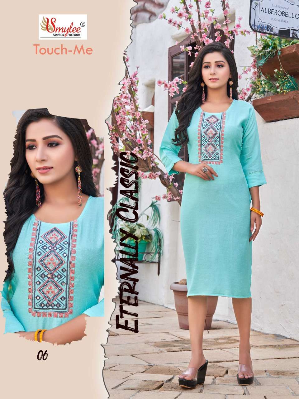 TOUCH ME BY SMYLEE 01 TO 08 SERIES DESIGNER STYLISH FANCY COLORFUL BEAUTIFUL PARTY WEAR & ETHNIC WEAR COLLECTION VISCOSE RAYON KURTIS AT WHOLESALE PRICE