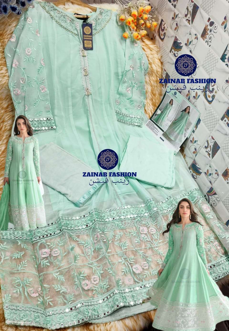 ZF-1216 BY ZAINAB FASHION PAKISTANI SUITS BEAUTIFUL FANCY COLORFUL STYLISH PARTY WEAR & OCCASIONAL WEAR PURE GEORGETTE WITH EMBROIDERY DRESSES AT WHOLESALE PRICE