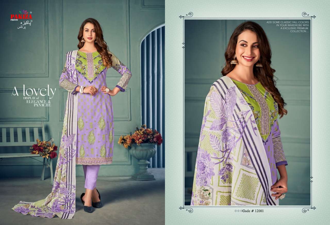 VOLUME VOL-12 BY PAKIZA PRINTS 12001 TO 12010 SERIES BEAUTIFUL SUITS COLORFUL STYLISH FANCY CASUAL WEAR & ETHNIC WEAR LAWN COTTON DRESSES AT WHOLESALE PRICE