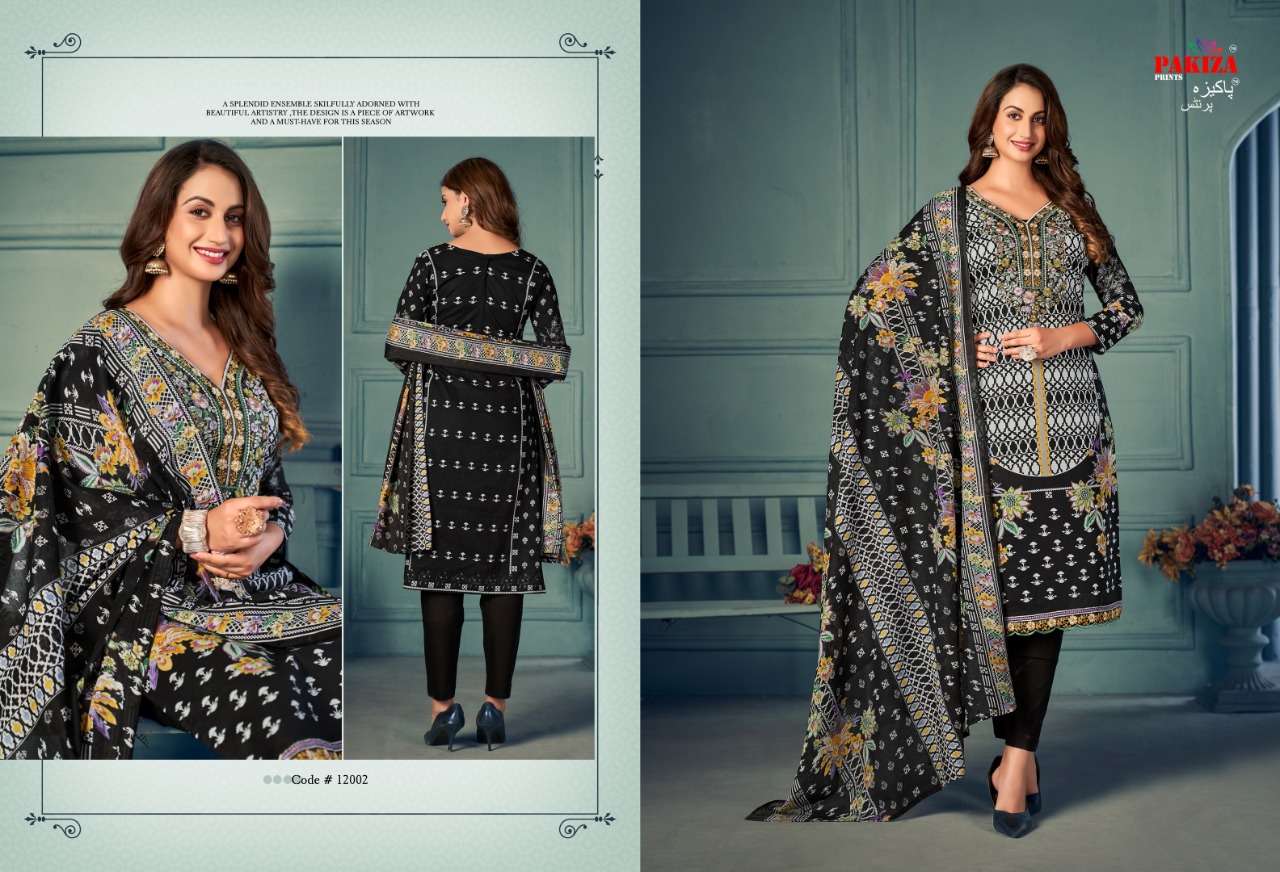 VOLUME VOL-12 BY PAKIZA PRINTS 12001 TO 12010 SERIES BEAUTIFUL SUITS COLORFUL STYLISH FANCY CASUAL WEAR & ETHNIC WEAR LAWN COTTON DRESSES AT WHOLESALE PRICE