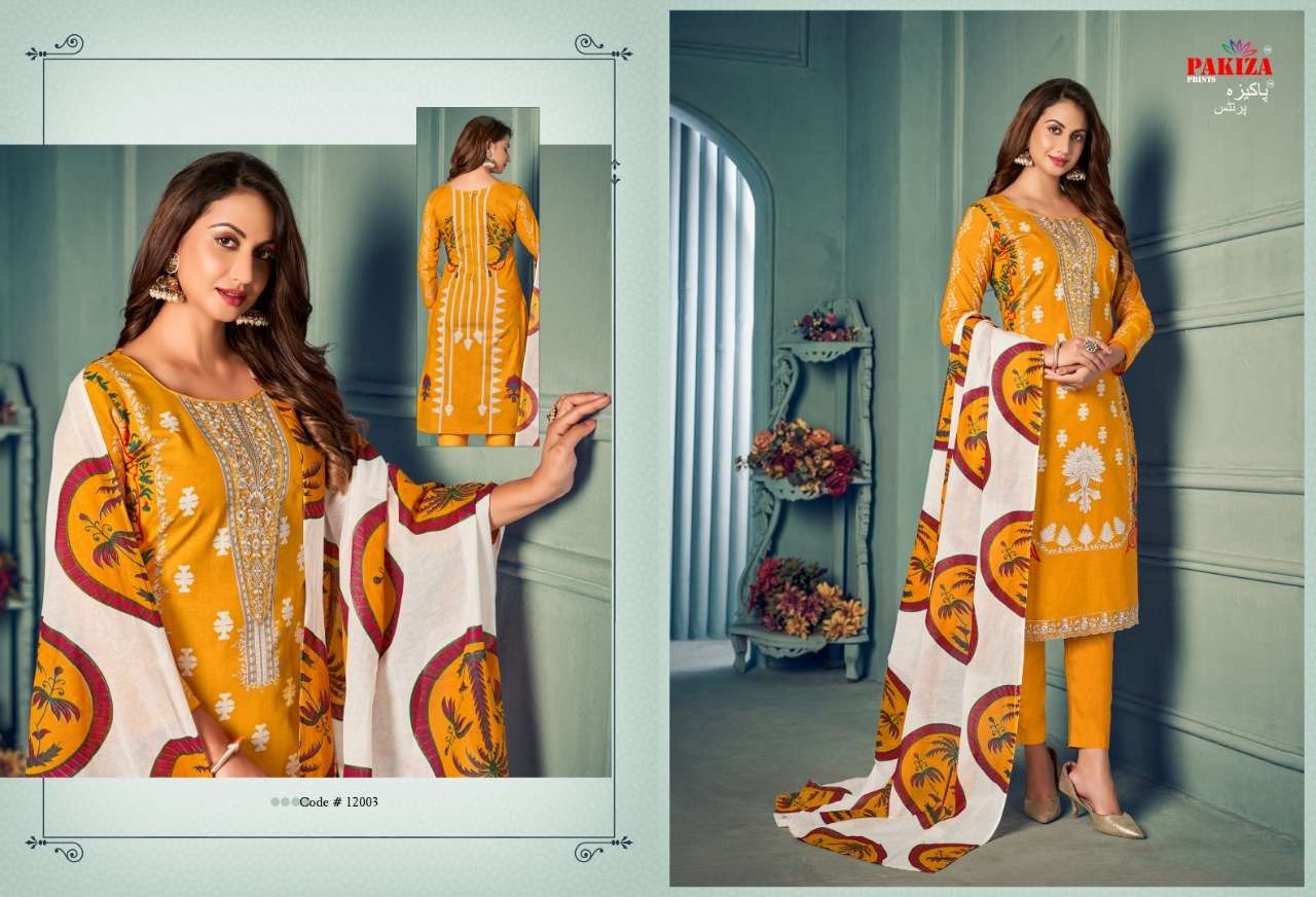 VOLUME VOL-12 BY PAKIZA PRINTS 12001 TO 12010 SERIES BEAUTIFUL SUITS COLORFUL STYLISH FANCY CASUAL WEAR & ETHNIC WEAR LAWN COTTON DRESSES AT WHOLESALE PRICE