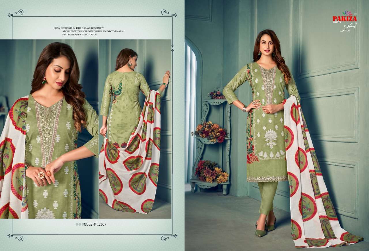 VOLUME VOL-12 BY PAKIZA PRINTS 12001 TO 12010 SERIES BEAUTIFUL SUITS COLORFUL STYLISH FANCY CASUAL WEAR & ETHNIC WEAR LAWN COTTON DRESSES AT WHOLESALE PRICE