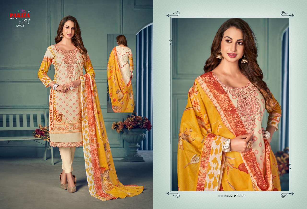 VOLUME VOL-12 BY PAKIZA PRINTS 12001 TO 12010 SERIES BEAUTIFUL SUITS COLORFUL STYLISH FANCY CASUAL WEAR & ETHNIC WEAR LAWN COTTON DRESSES AT WHOLESALE PRICE