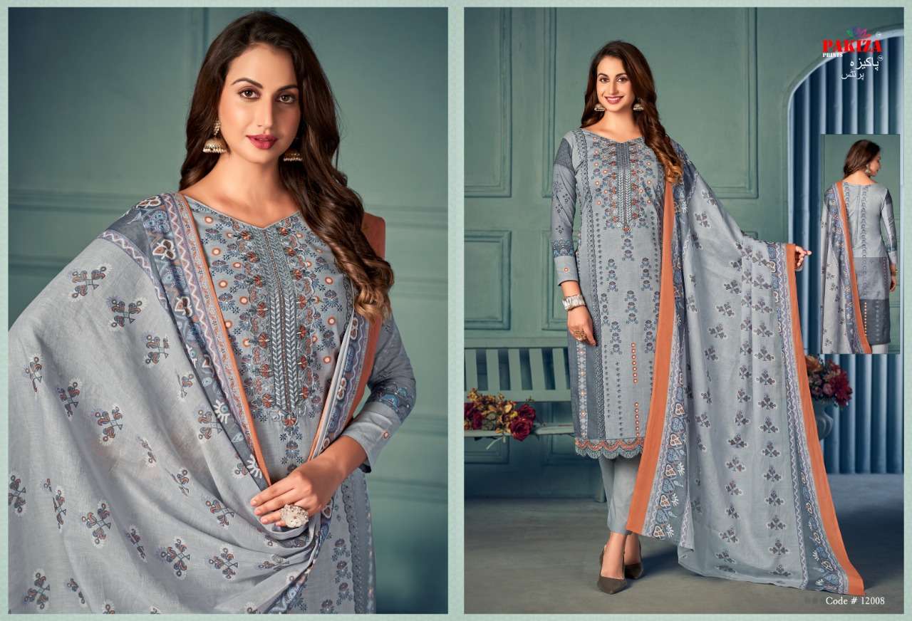 VOLUME VOL-12 BY PAKIZA PRINTS 12001 TO 12010 SERIES BEAUTIFUL SUITS COLORFUL STYLISH FANCY CASUAL WEAR & ETHNIC WEAR LAWN COTTON DRESSES AT WHOLESALE PRICE