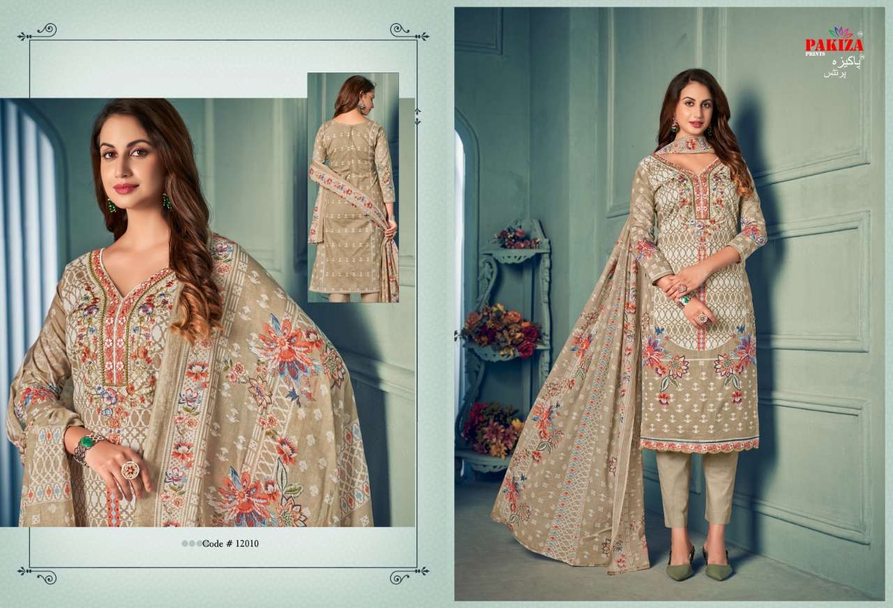 VOLUME VOL-12 BY PAKIZA PRINTS 12001 TO 12010 SERIES BEAUTIFUL SUITS COLORFUL STYLISH FANCY CASUAL WEAR & ETHNIC WEAR LAWN COTTON DRESSES AT WHOLESALE PRICE