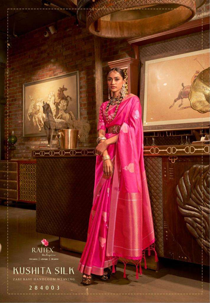 Kushita Silk By Raj Tex 284001 To 284006 Series Indian Traditional Wear Collection Beautiful Stylish Fancy Colorful Party Wear & Occasional Wear Satin Silk Sarees At Wholesale Price