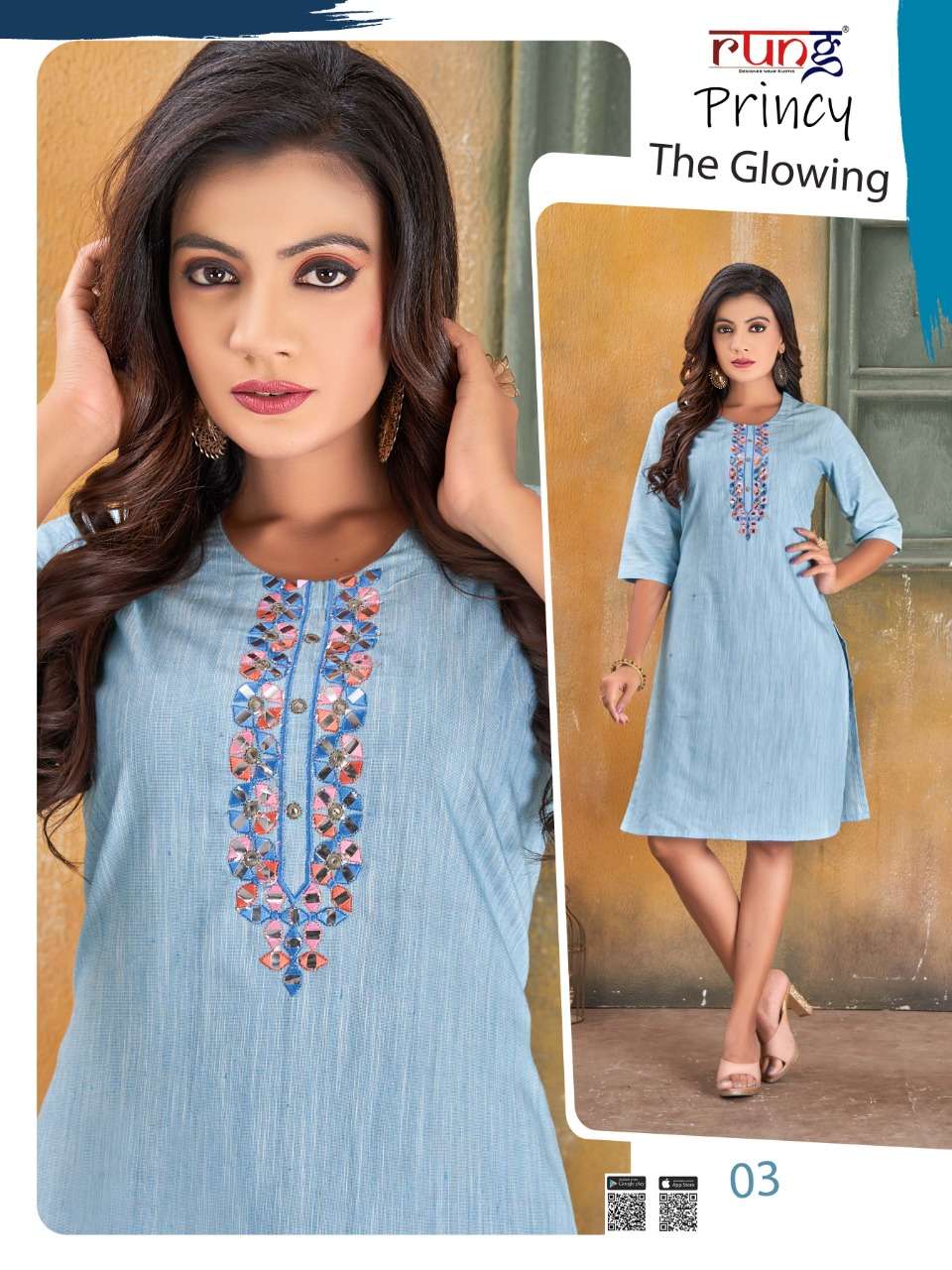 PRINCY BY RUNG 01 TO 08 SERIES DESIGNER STYLISH FANCY COLORFUL BEAUTIFUL PARTY WEAR & ETHNIC WEAR COLLECTION COTTON KURTIS AT WHOLESALE PRICE