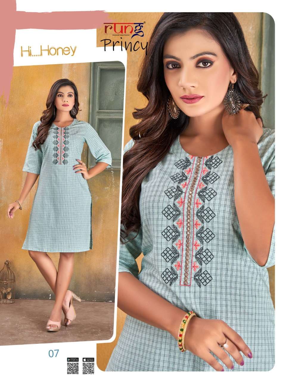 PRINCY BY RUNG 01 TO 08 SERIES DESIGNER STYLISH FANCY COLORFUL BEAUTIFUL PARTY WEAR & ETHNIC WEAR COLLECTION COTTON KURTIS AT WHOLESALE PRICE