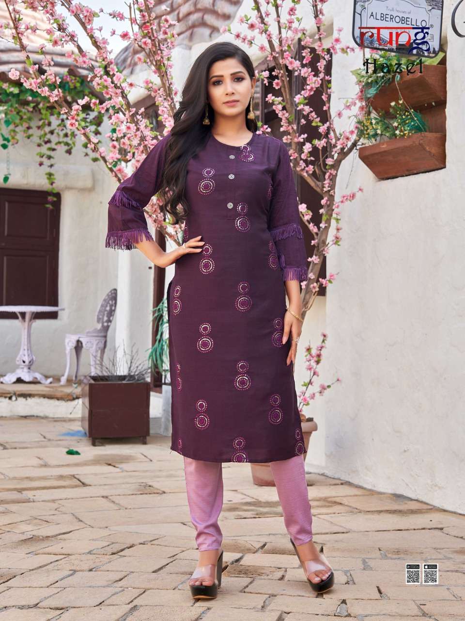 HAZEL BY RUNG 01 TO 08 SERIES DESIGNER STYLISH FANCY COLORFUL BEAUTIFUL PARTY WEAR & ETHNIC WEAR COLLECTION COTTON KURTIS WITH BOTTOM AT WHOLESALE PRICE