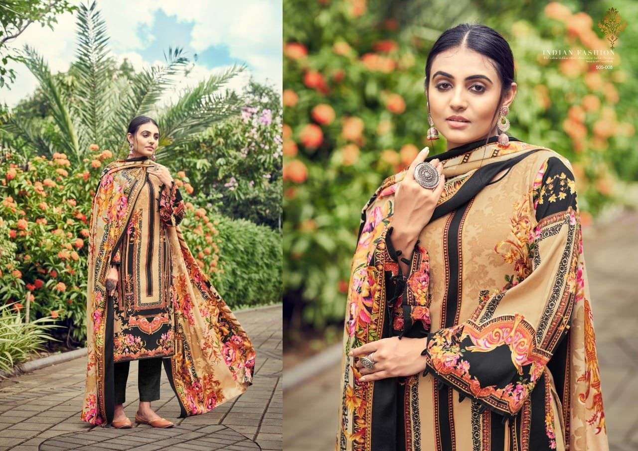 NUSRAT BY ADEEVA TRENDZ 505-001 TO 505-010 SERIES BEAUTIFUL SUITS COLORFUL STYLISH FANCY CASUAL WEAR & ETHNIC WEAR PASHMINA PRINT DRESSES AT WHOLESALE PRICE