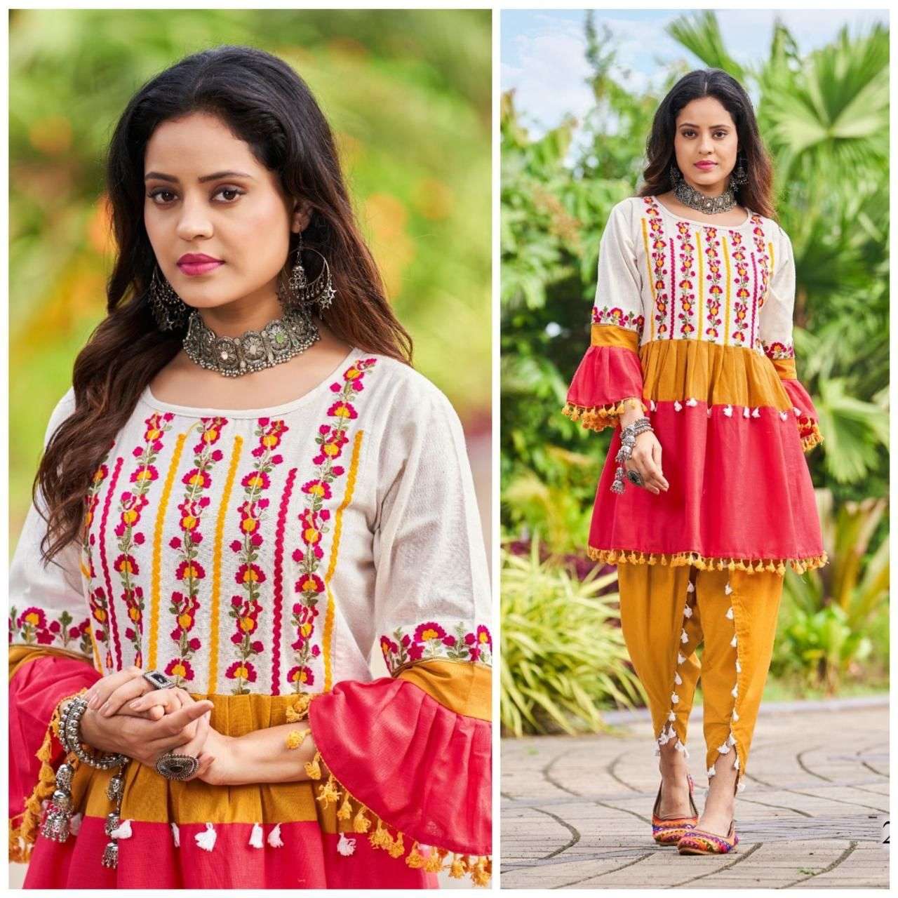 DHOLIDA VOL-2 BY KAAMIRI 01 TO 07 SERIES DESIGNER STYLISH FANCY COLORFUL BEAUTIFUL PARTY WEAR & ETHNIC WEAR COLLECTION PURE KAHDI COTTON TOP WITH BOTTOM AT WHOLESALE PRICE
