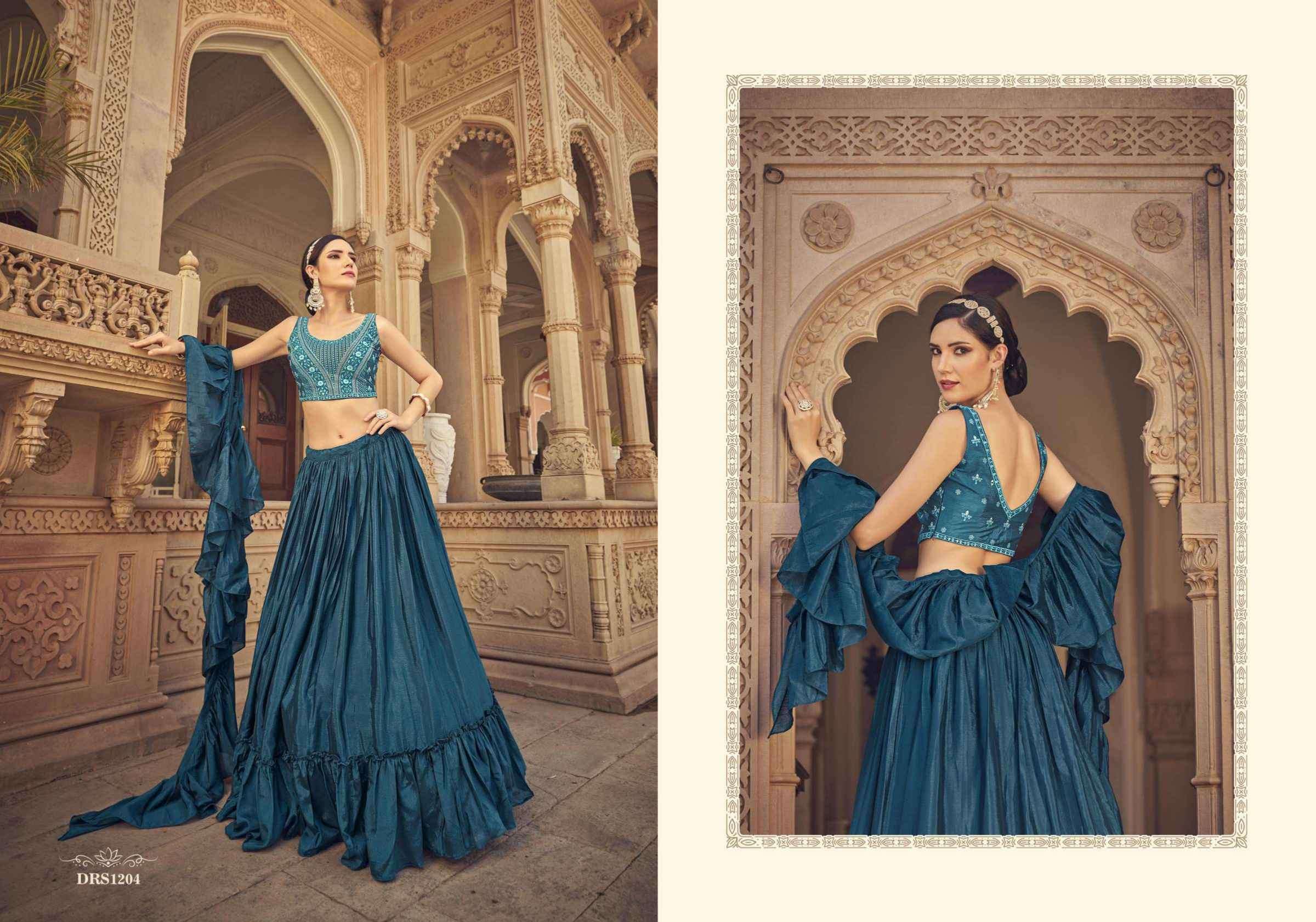IRYA BY DRESSTIVE 1201 TO 1208 SERIES DESIGNER BEAUTIFUL NAVRATRI COLLECTION OCCASIONAL WEAR & PARTY WEAR CHINNON LEHENGAS AT WHOLESALE PRICE