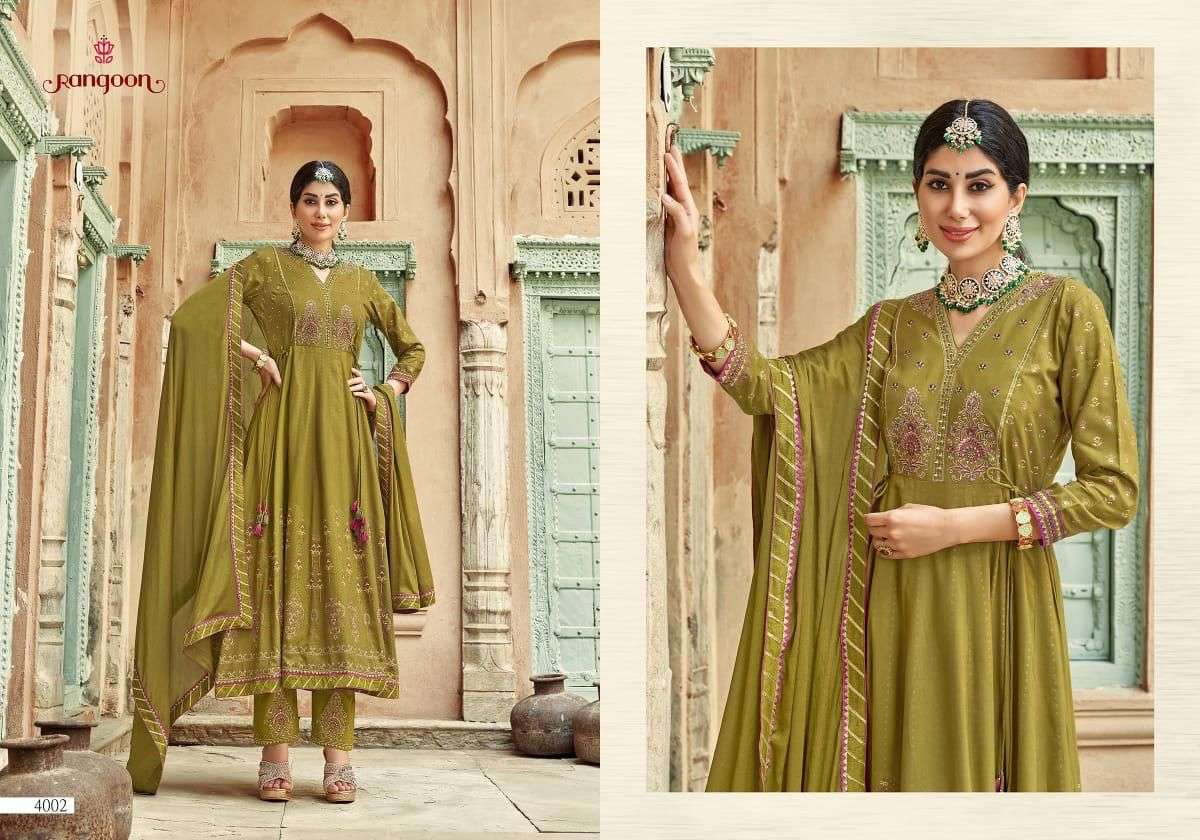KASTURI BY RANGOON 4001 TO 4004 SERIES BEAUTIFUL SUITS COLORFUL STYLISH FANCY CASUAL WEAR & ETHNIC WEAR RAYON PRINT DRESSES AT WHOLESALE PRICE