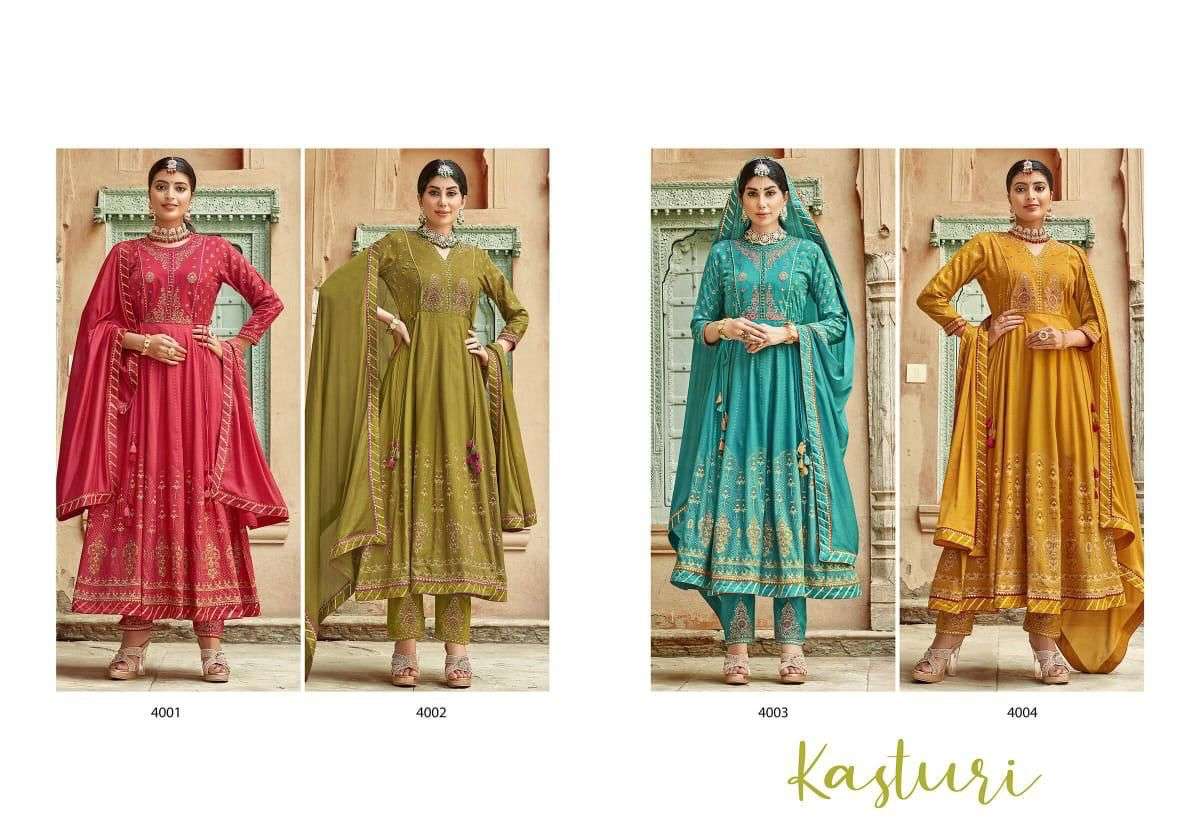 KASTURI BY RANGOON 4001 TO 4004 SERIES BEAUTIFUL SUITS COLORFUL STYLISH FANCY CASUAL WEAR & ETHNIC WEAR RAYON PRINT DRESSES AT WHOLESALE PRICE