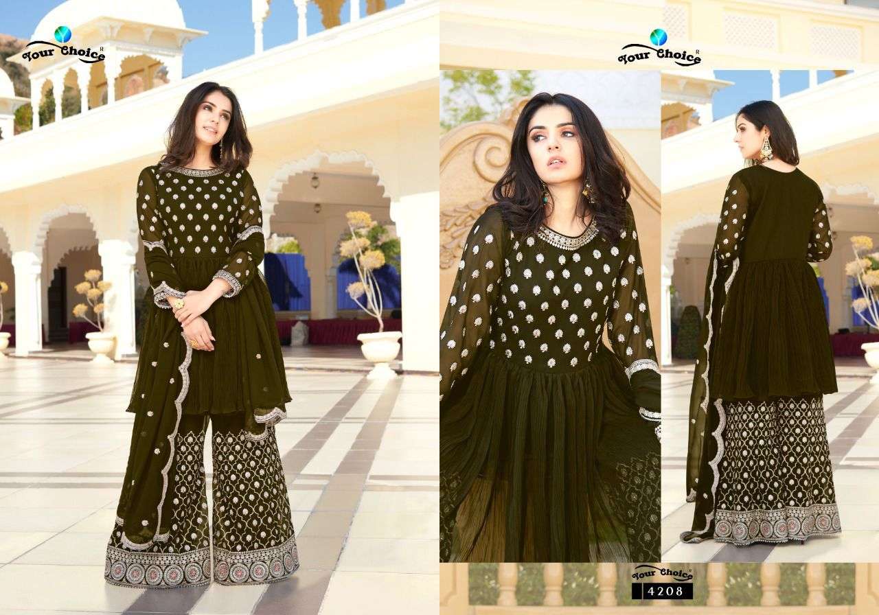 Trandy By Your Choice 4208 To 4212 Series Beautiful Sharara Suits Colorful Stylish Fancy Casual Wear & Ethnic Wear Georgette Dresses At Wholesale Price