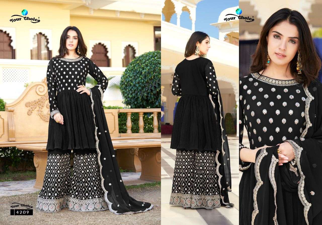 Trandy By Your Choice 4208 To 4212 Series Beautiful Sharara Suits Colorful Stylish Fancy Casual Wear & Ethnic Wear Georgette Dresses At Wholesale Price