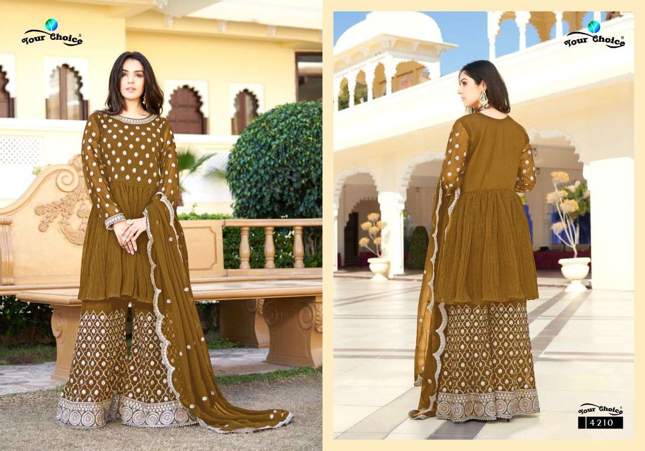 Trandy By Your Choice 4208 To 4212 Series Beautiful Sharara Suits Colorful Stylish Fancy Casual Wear & Ethnic Wear Georgette Dresses At Wholesale Price