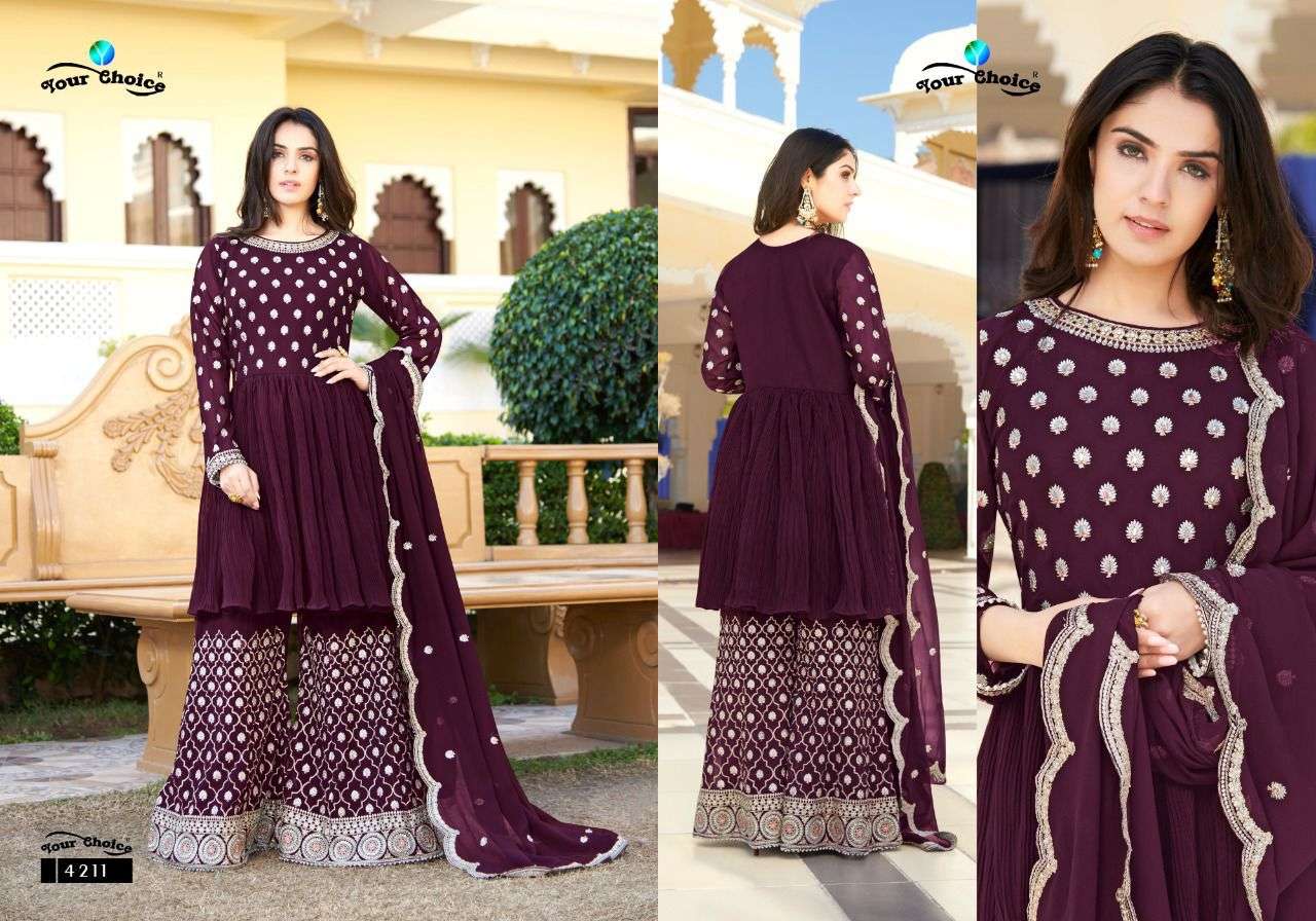 Trandy By Your Choice 4208 To 4212 Series Beautiful Sharara Suits Colorful Stylish Fancy Casual Wear & Ethnic Wear Georgette Dresses At Wholesale Price