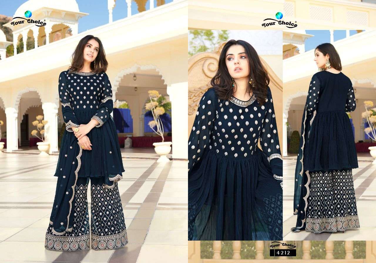 Trandy By Your Choice 4208 To 4212 Series Beautiful Sharara Suits Colorful Stylish Fancy Casual Wear & Ethnic Wear Georgette Dresses At Wholesale Price