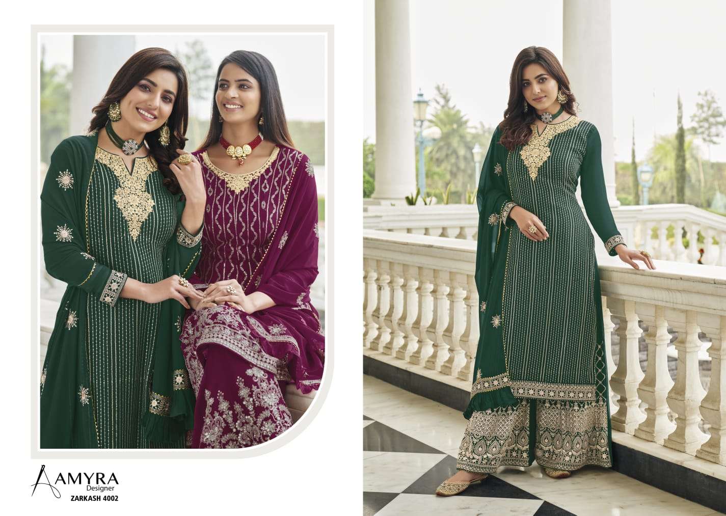 Zarkash Vol-4 By Amyra Designer 4001 To 4004 Series Beautiful Stylish Sharara Suits Fancy Colorful Casual Wear & Ethnic Wear & Ready To Wear Heavy Blooming Georgette Embroidered Dresses At Wholesale Price