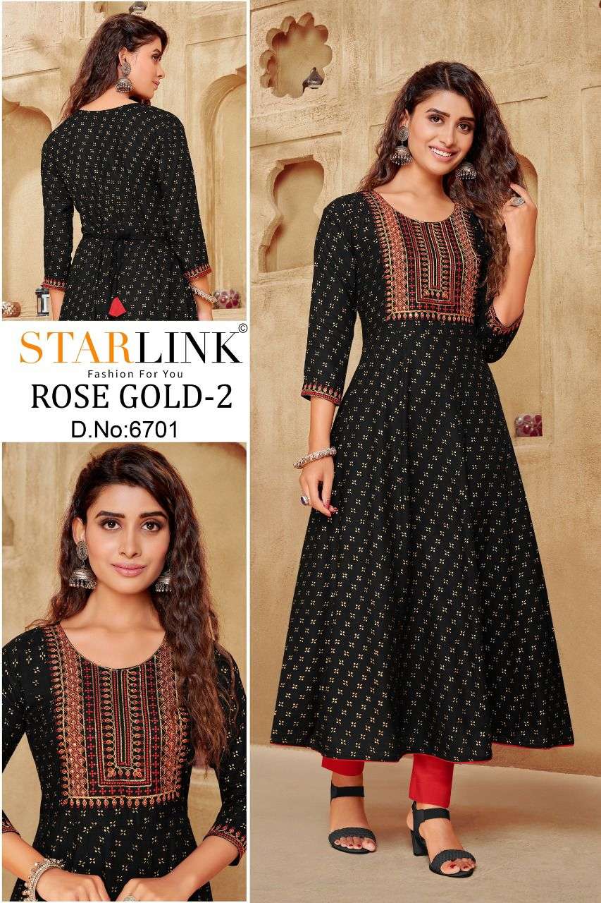 ROSE GOLD VOL-2 BY STARLINK 6701 TO 6710 SERIES DESIGNER STYLISH FANCY COLORFUL BEAUTIFUL PARTY WEAR & ETHNIC WEAR COLLECTION PURE RAYON KURTIS AT WHOLESALE PRICE