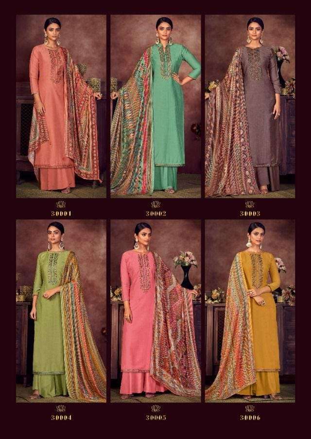 RUBEENA BY NISHANT FASHION 30001 TO 30006 SERIES BEAUTIFUL SUITS COLORFUL STYLISH FANCY CASUAL WEAR & ETHNIC WEAR CHINNON SILK DRESSES AT WHOLESALE PRICE