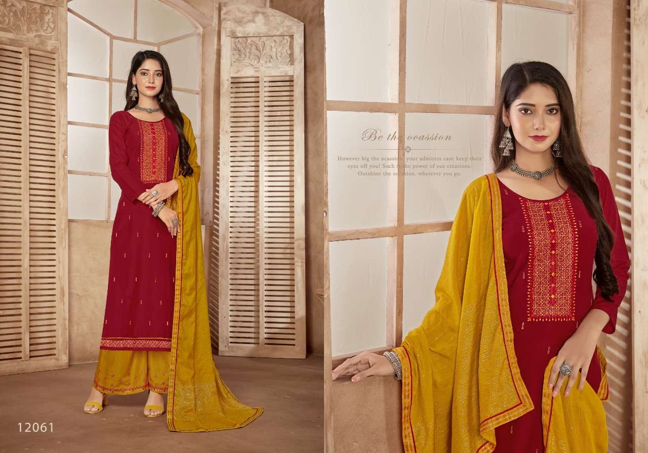 NAKHRALI BY PANCH RATNA 12061 TO 12065 SERIES BEAUTIFUL SUITS COLORFUL STYLISH FANCY CASUAL WEAR & ETHNIC WEAR HEAVY SILK DRESSES AT WHOLESALE PRICE