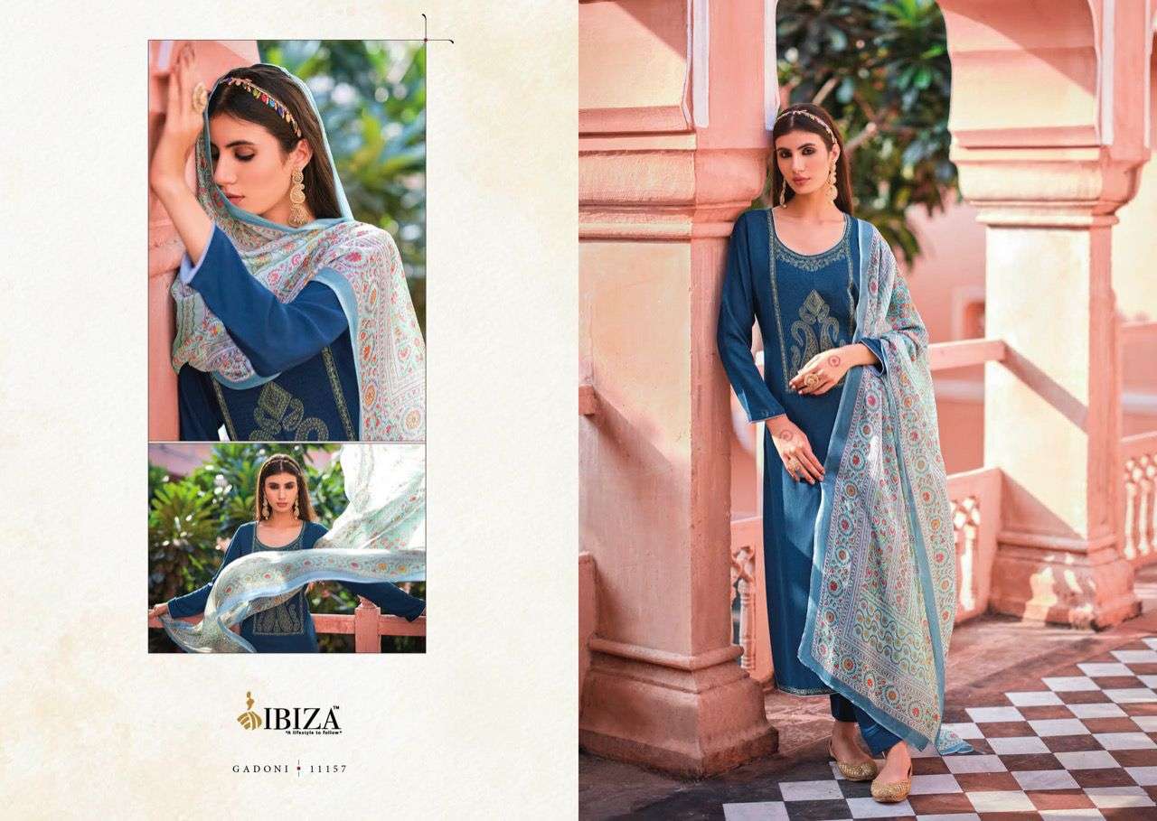 GADONI BY IBIZA 11156 TO 11163 SERIES BEAUTIFUL SUITS COLORFUL STYLISH FANCY CASUAL WEAR & ETHNIC WEAR PURE SILK DRESSES AT WHOLESALE PRICE