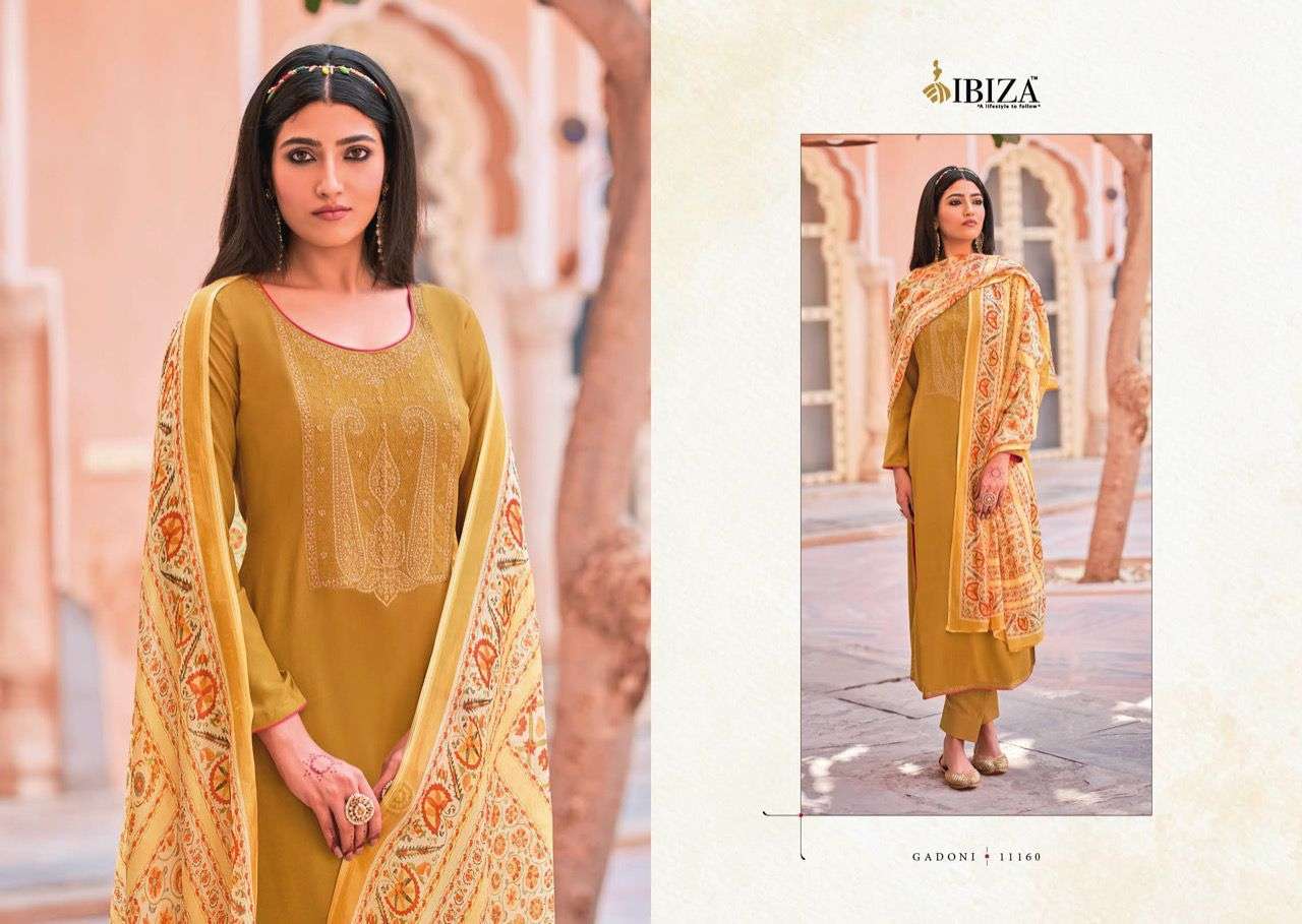 GADONI BY IBIZA 11156 TO 11163 SERIES BEAUTIFUL SUITS COLORFUL STYLISH FANCY CASUAL WEAR & ETHNIC WEAR PURE SILK DRESSES AT WHOLESALE PRICE